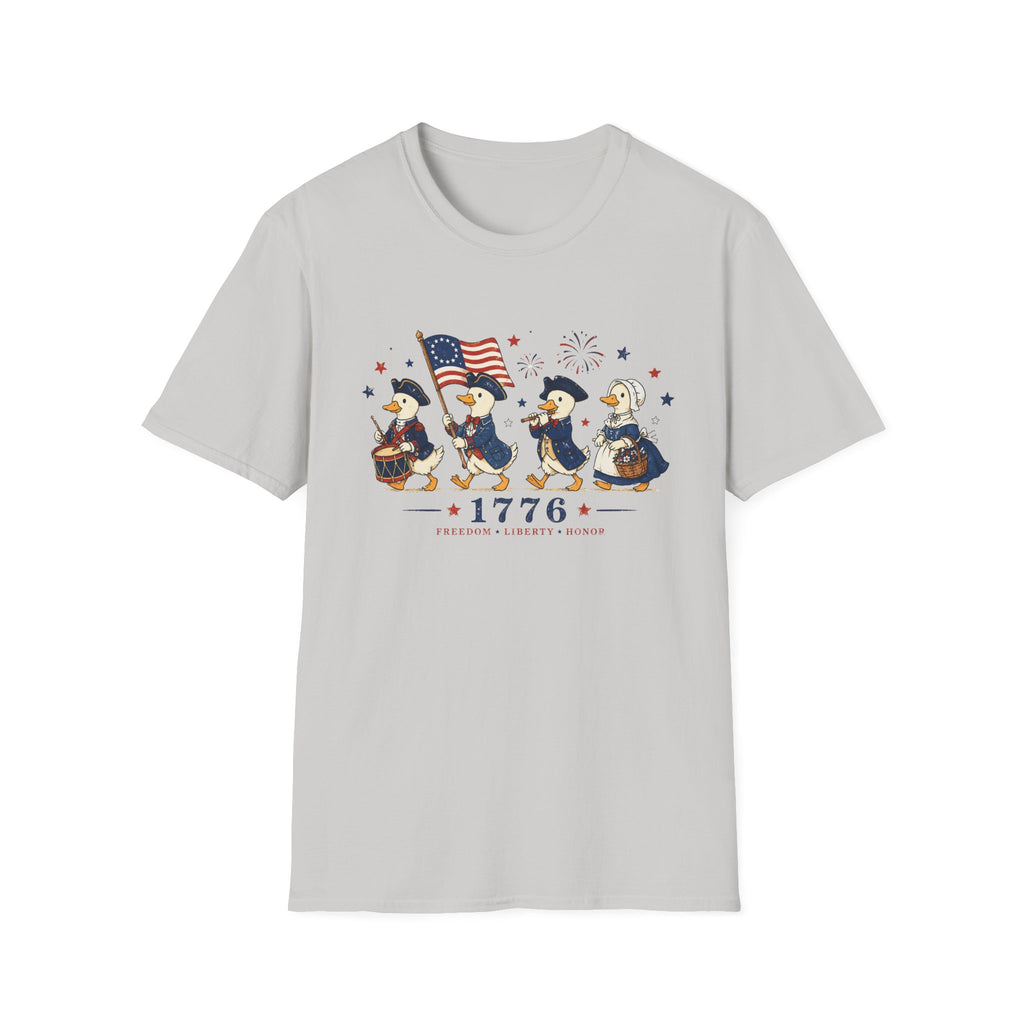 Revolutionary Duck Parade Shirt, Patriotic Duck 1776 T-Shirt, Funny 4th of July Duck Tee, Colonial Duck Marching Band, Freedom Liberty Honor USA Gift
