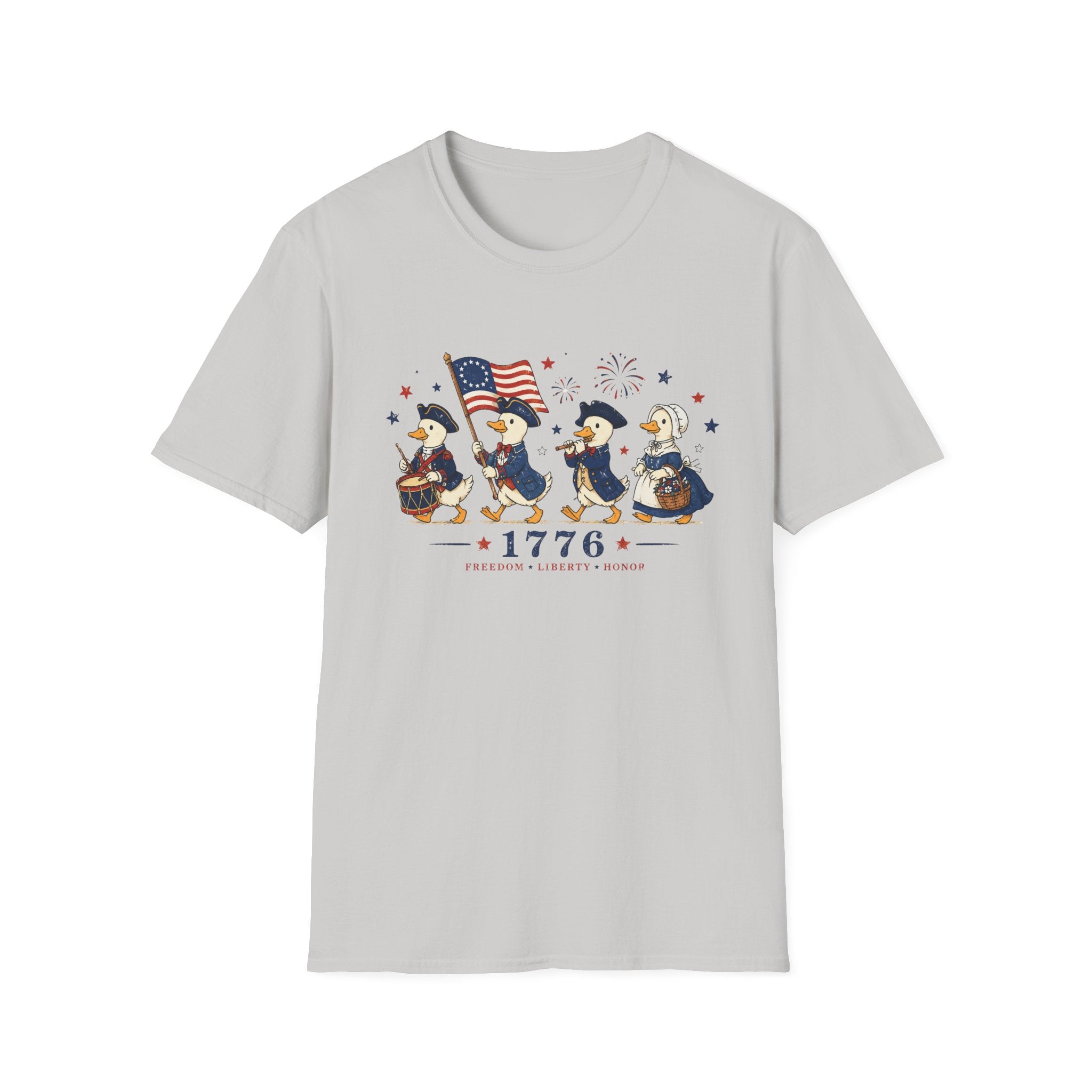 Revolutionary Duck Parade Shirt, Patriotic Duck 1776 T-Shirt, Funny 4th of July Duck Tee, Colonial Duck Marching Band, Freedom Liberty Honor USA Gift