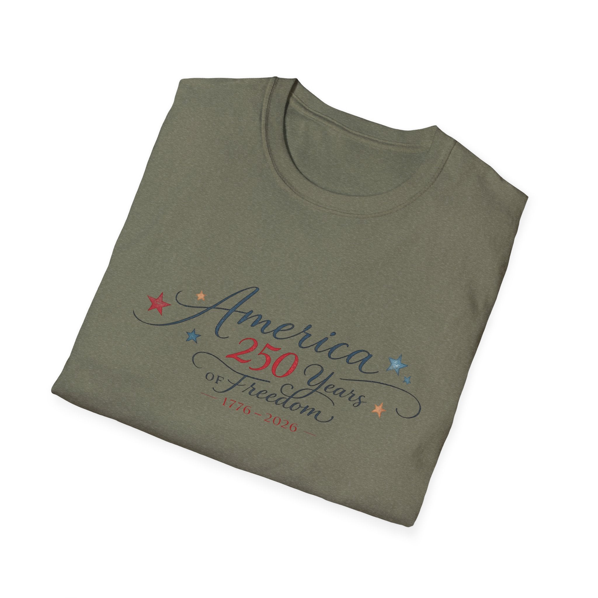 America 250 Years of Freedom Calligraphy Shirt, Elegant Script Patriotic Tee 1776 2026, Sophisticated Anniversary 4th of July T-Shirt, Patriotic