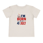 Born on the 4th of July Tee, Patriotic Birthday USA Shirt, Red White Blue Cupcake Graphic Top, Independence Day Celebration Outfit Toddler Short Sleeve Tee