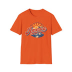 Retro America Shirt 4th of July Vintage Mountain Graphic Tee Sunset Landscape Fourth July Patriotic Stars Nature Lover