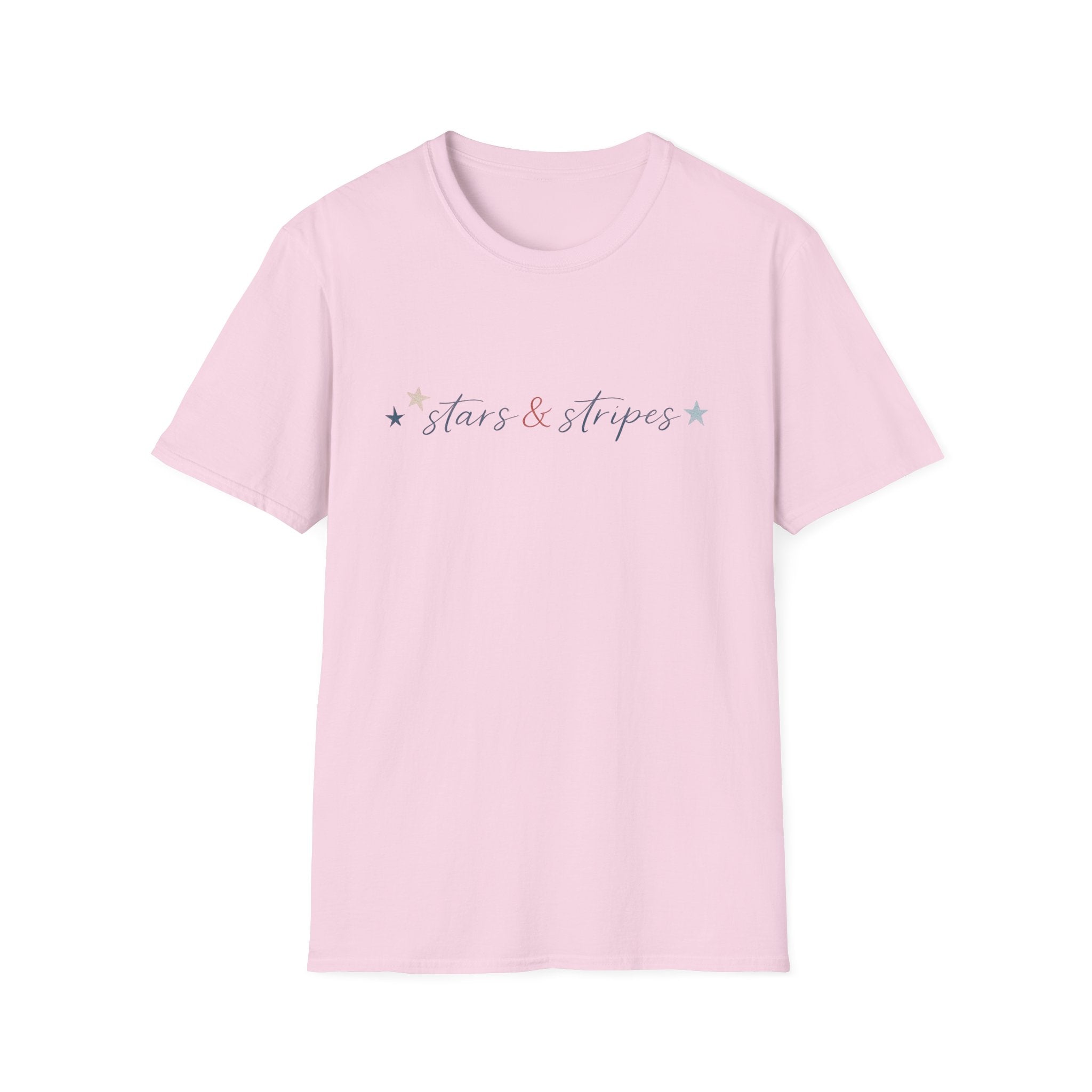 Stars and Stripes Script T-Shirt, 4th of July, Minimalist Patriotic Tee, Subtle Patriotic Gift, Dainty Script America Independence Day