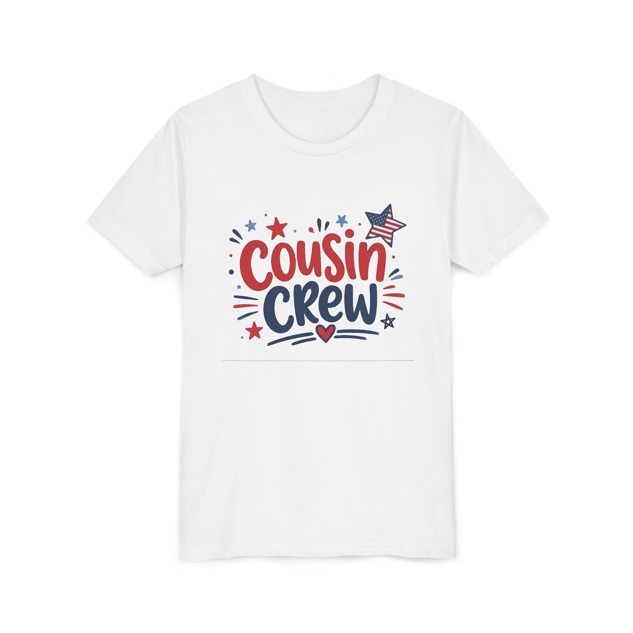 Cousin Crew Patriotic Tee, Red White Blue USA Shirt, Fun Family Celebration Graphic Top, Fourth of July Outfit Youth Short Sleeve Tee