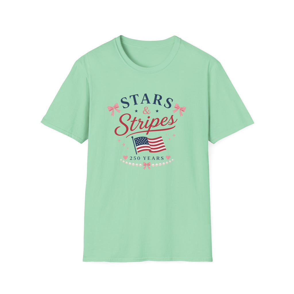 Stars and Stripes 250 Years Tee, USA Anniversary Shirt, Red White Blue Flag Graphic Top, Patriotic American Pride Outfit T-Shirt