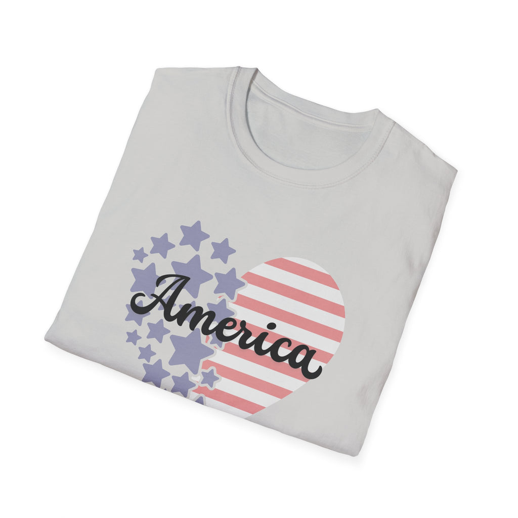 Patriotic America Heart T-Shirt 4th of July USA Graphic Tee