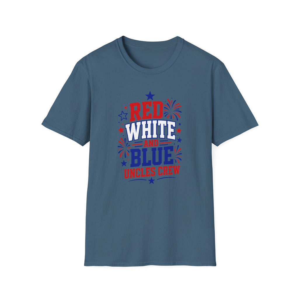 Patriotic Uncles Crew Graphic Tee - 4th of July Red White and Blue Uncle Fireworks cle T-Shirt