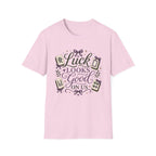 T-Shirt — "Luck Looks Good On Us" Graphic Tee (Mahjong & Charm Design)