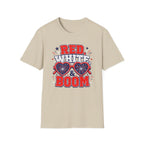 Red White Boom Sunglasses Shirt, Funny Patriotic Heart Glasses Firework Tee, 4th of July Pun Party T-Shirt, Retro Boom America Celebration Gift