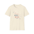 Happy 4th of July Sparkle Bow T-Shirt, Coquette Patriotic Sparkle Star Tee, Feminine Independence Day Shirt, Cute Mixed Typography 4th July
