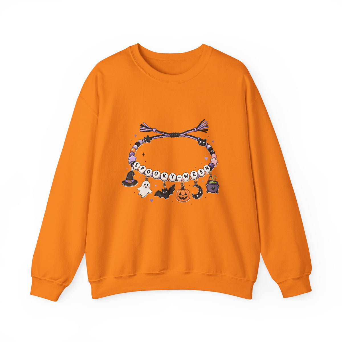 Halloween Spooky Vibes Friendship Bracelet Crewneck Sweatshirt