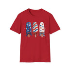 Patriotic Popsicle T-Shirt, Watercolor 4th of July Ice Cream Bow Tee, Cute Summer America Popsicle Shirt, Stars Stripes Coquette Bow Treat Gift Women
