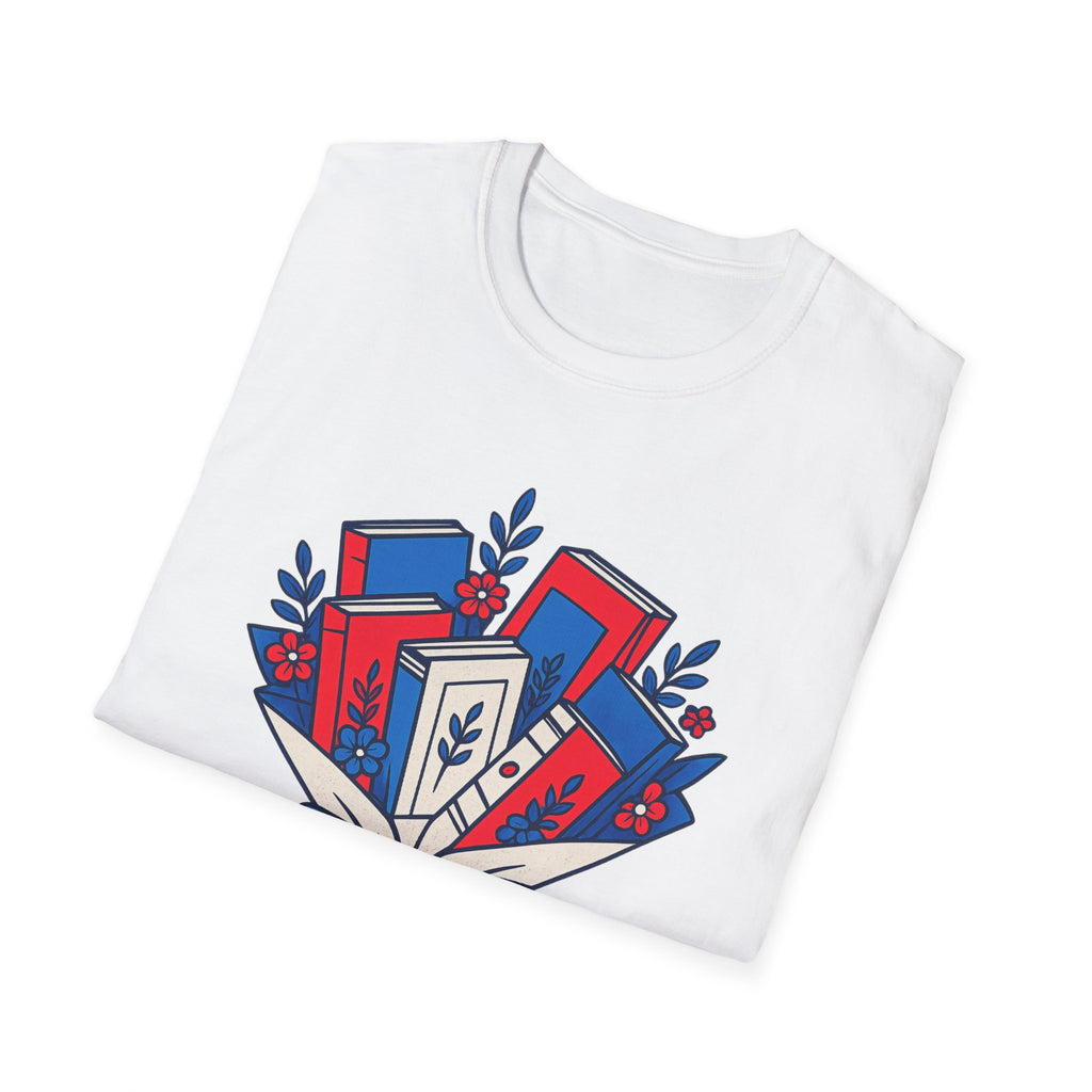Patriotic Book Lover T-Shirt, Americana Reading Graphic Tee, Retro Library Shirt, Fourth of July Books Design, Cute Teacher Reader Apparel T-Shirt