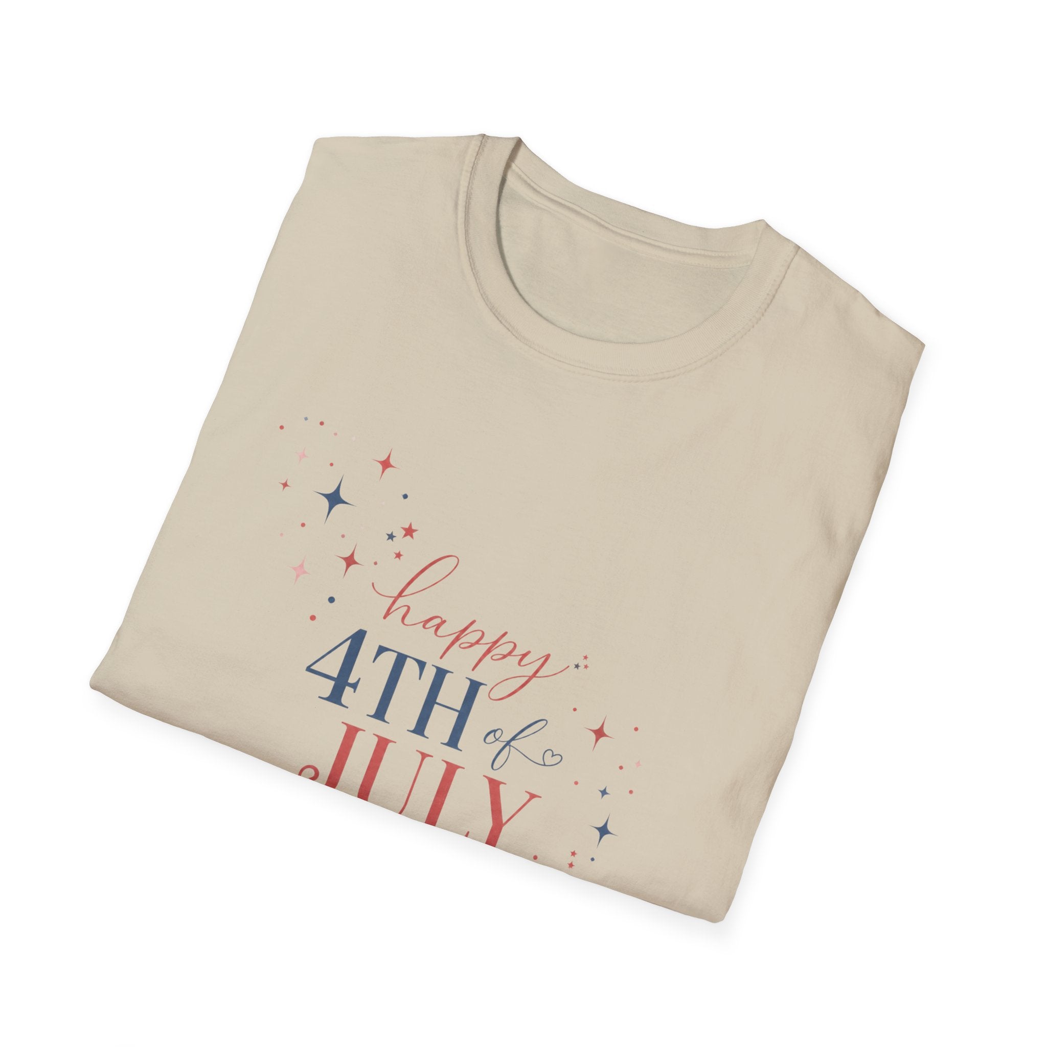 Happy 4th of July Sparkle Bow T-Shirt, Coquette Patriotic Sparkle Star Tee, Feminine Independence Day Shirt, Cute Mixed Typography 4th July