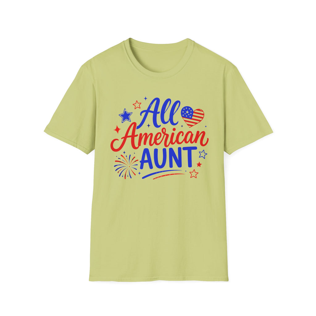 Patriotic All American Aunt Graphic Tee - 4th of July Family T-Shirt