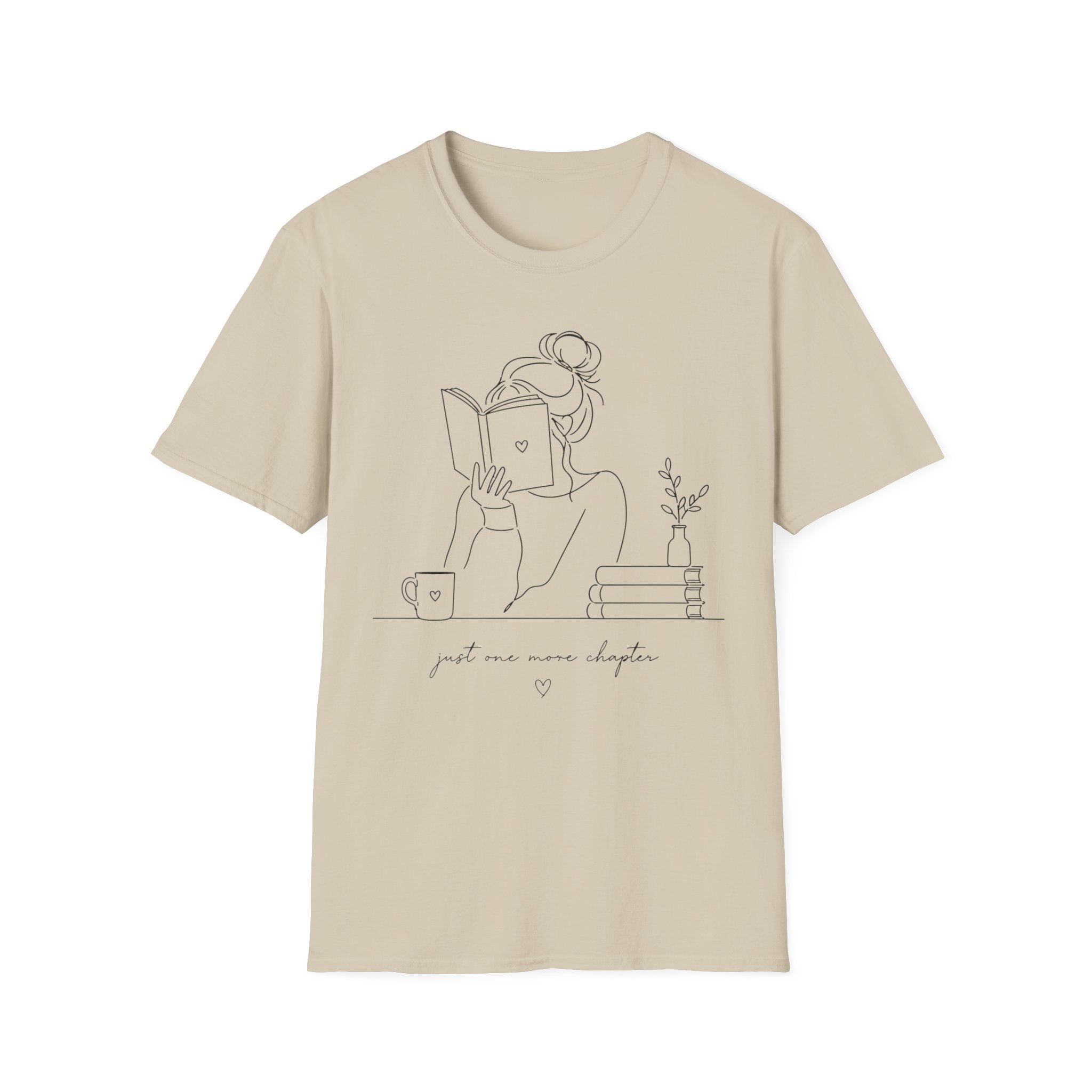 Minimal Line Art Reading Tee — "Just One More Chapter" T-Shirt