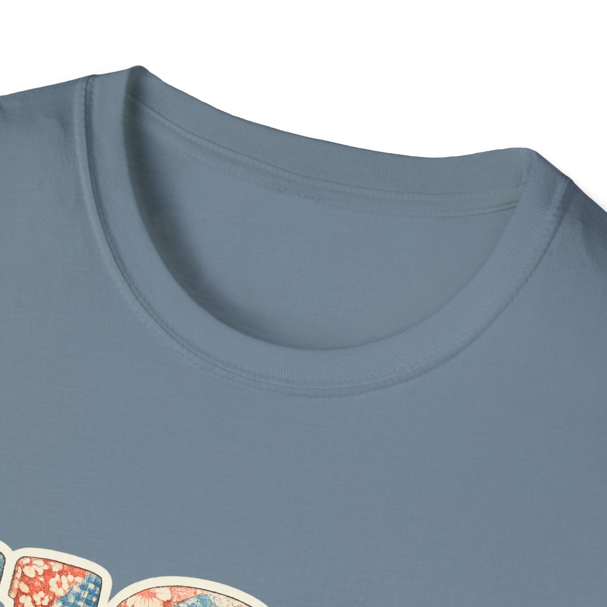 USA Floral Patchwork T-Shirt | Patriotic Block Lettering Graphic Tee, Fourth Of July Vintage Cottagecore Top