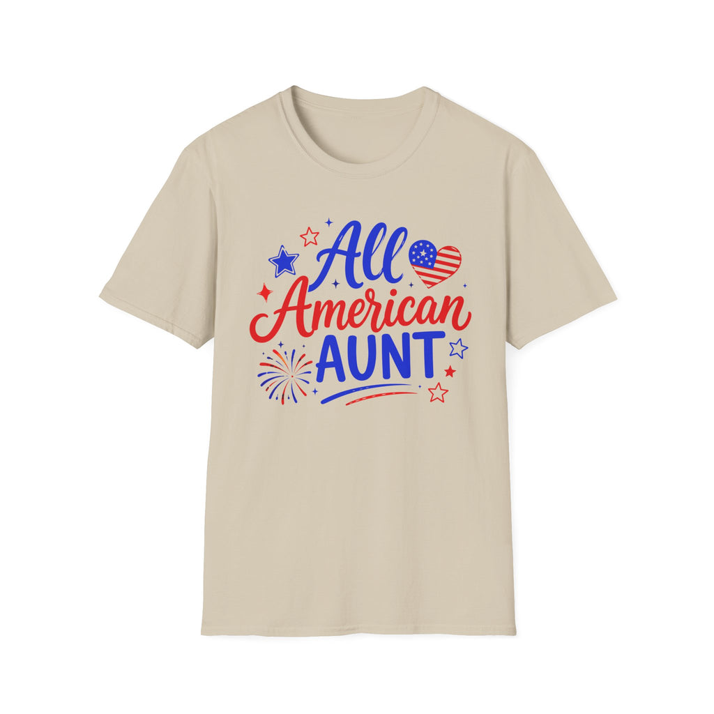 Patriotic All American Aunt Graphic Tee - 4th of July Family T-Shirt