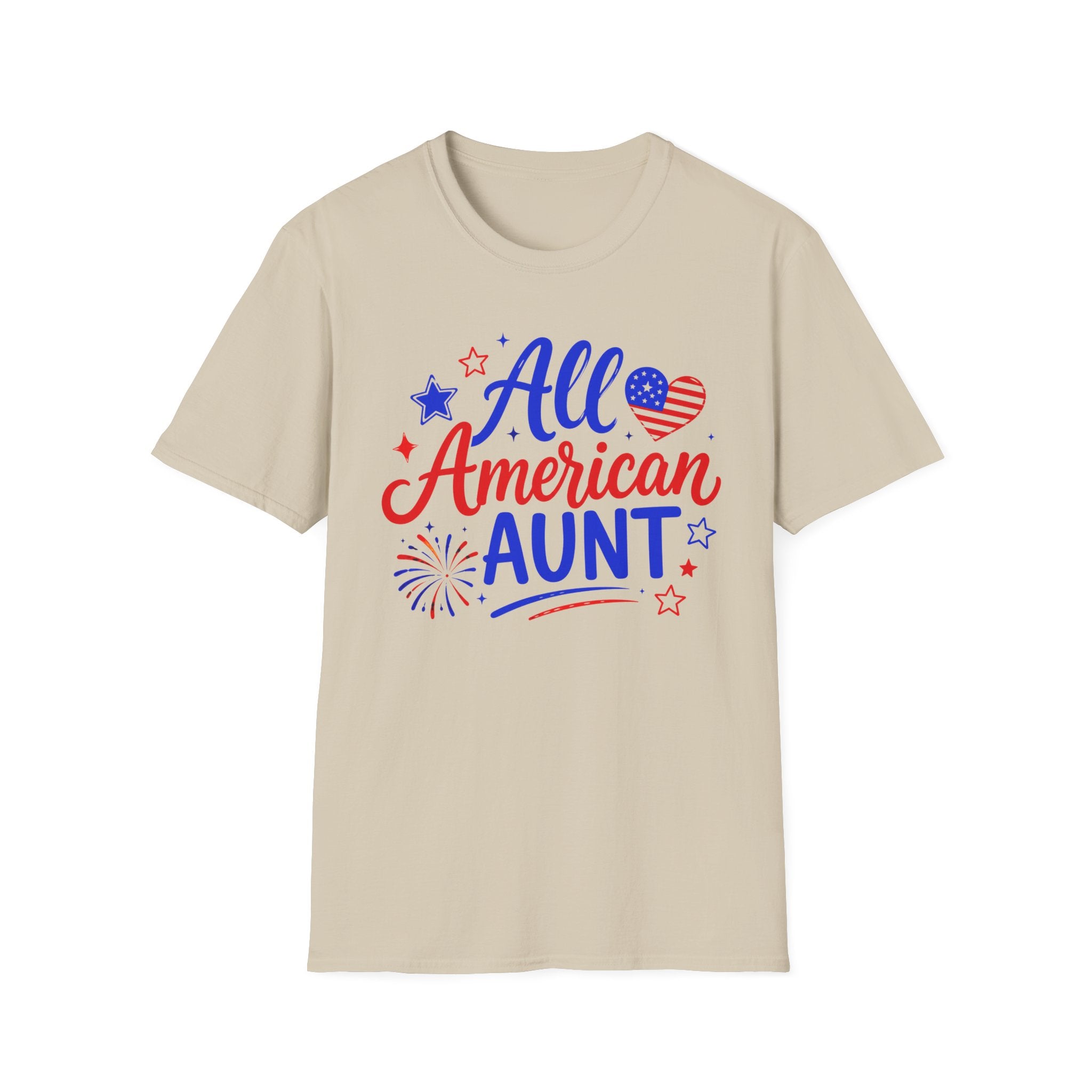 Patriotic All American Aunt Graphic Tee - 4th of July Family T-Shirt