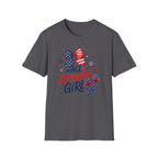 All American Girl Tee, Patriotic Bow Flip Flops Shirt, Red White Blue Graphic Top, Cute USA Fourth of July Outfit T-Shirt