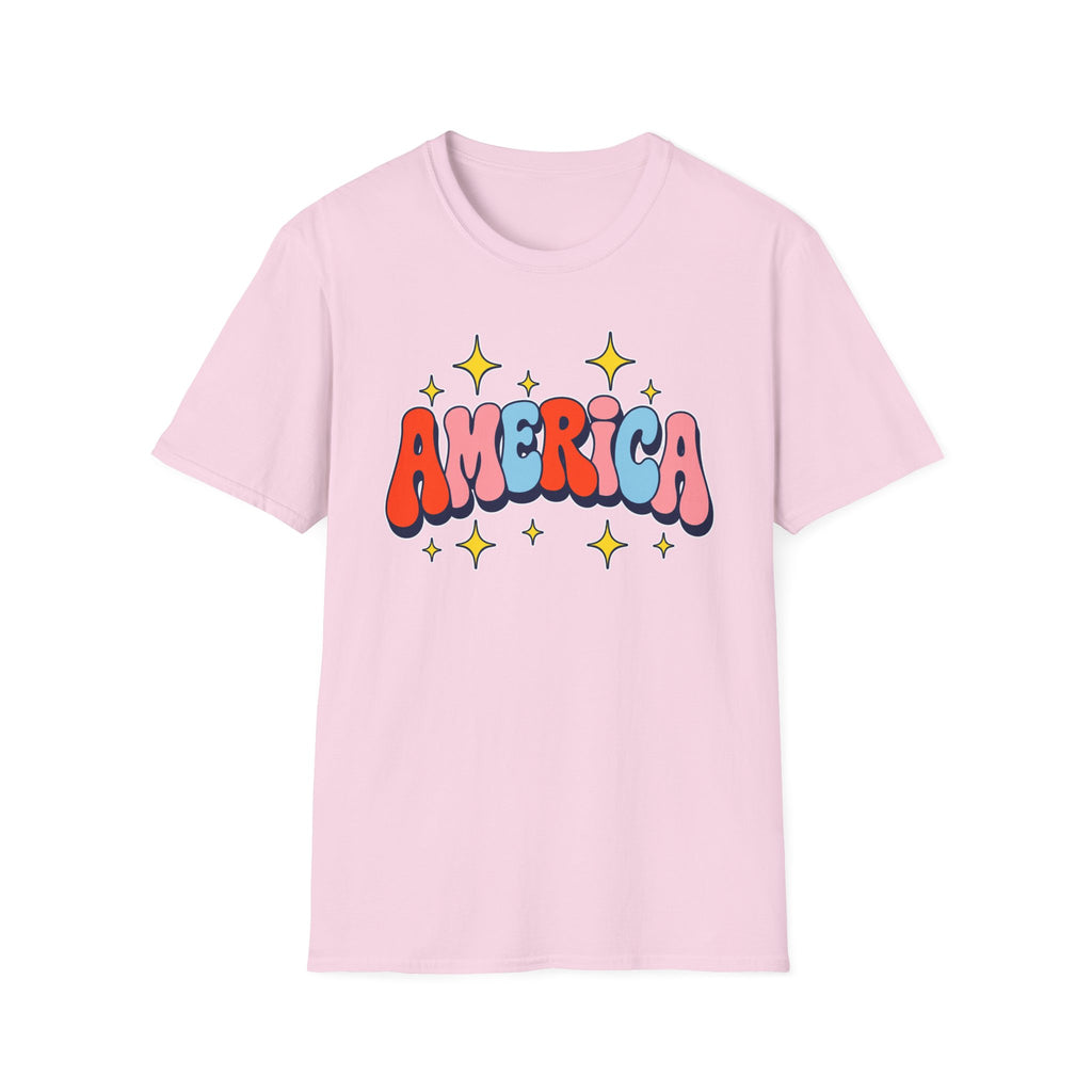 America Retro Patriotic T-Shirt, Groovy Fourth of July Graphic Tee, Vintage Americana Shirt, Cute Summer Independence Day Apparel, Trendy USA Outfit T-Shirt