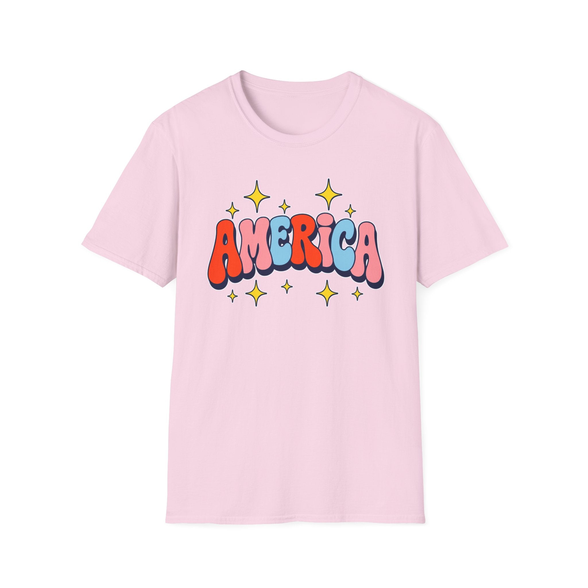 America Retro Patriotic T-Shirt, Groovy Fourth of July Graphic Tee, Vintage Americana Shirt, Cute Summer Independence Day Apparel, Trendy USA Outfit T-Shirt
