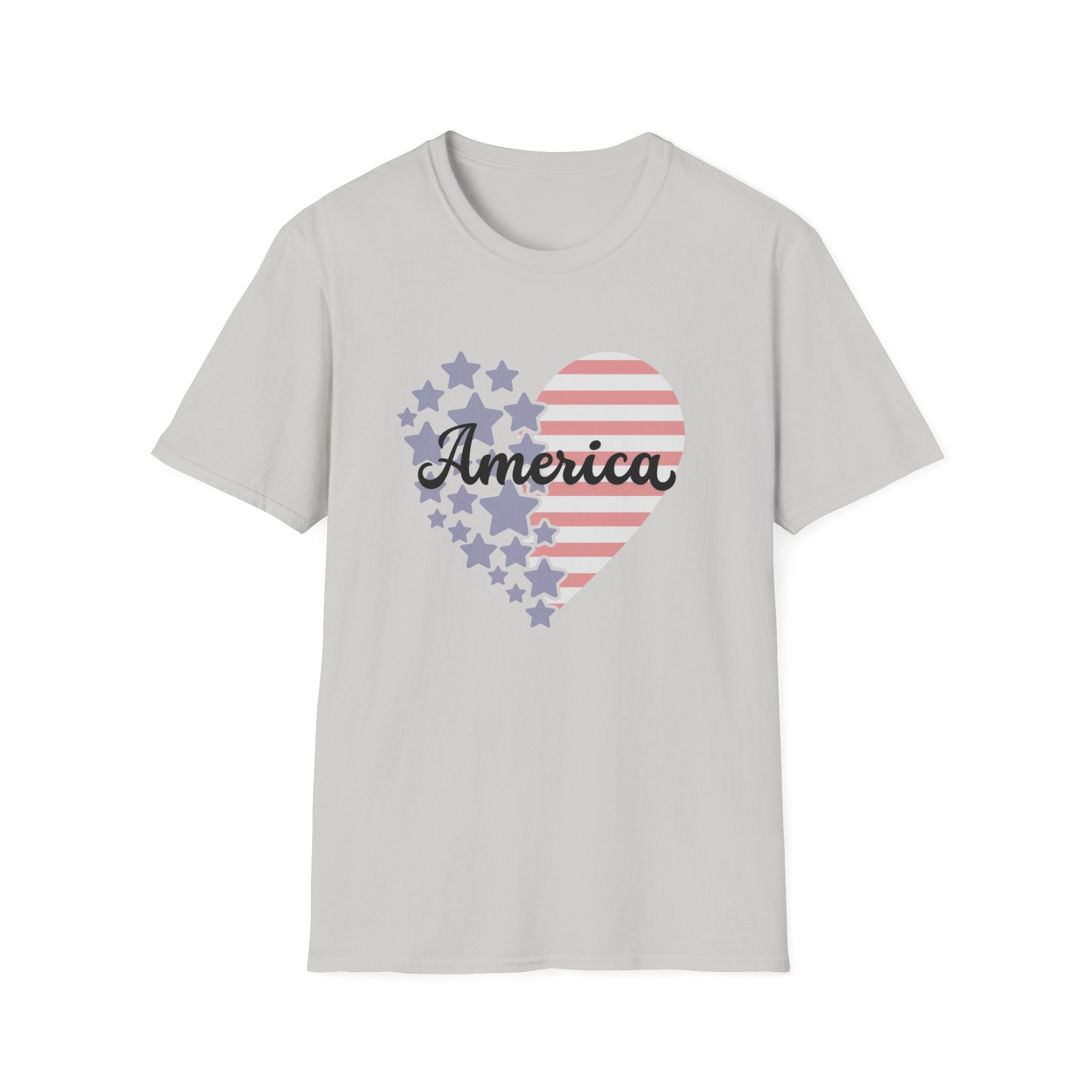 Patriotic America Heart T-Shirt 4th of July USA Graphic Tee