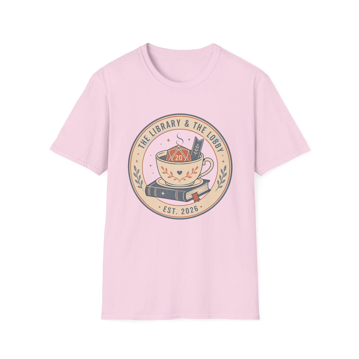 Library & The Lobby Tea Cup T‑Shirt — 'The Library & The Lobby' Vintage Bookstore Tee