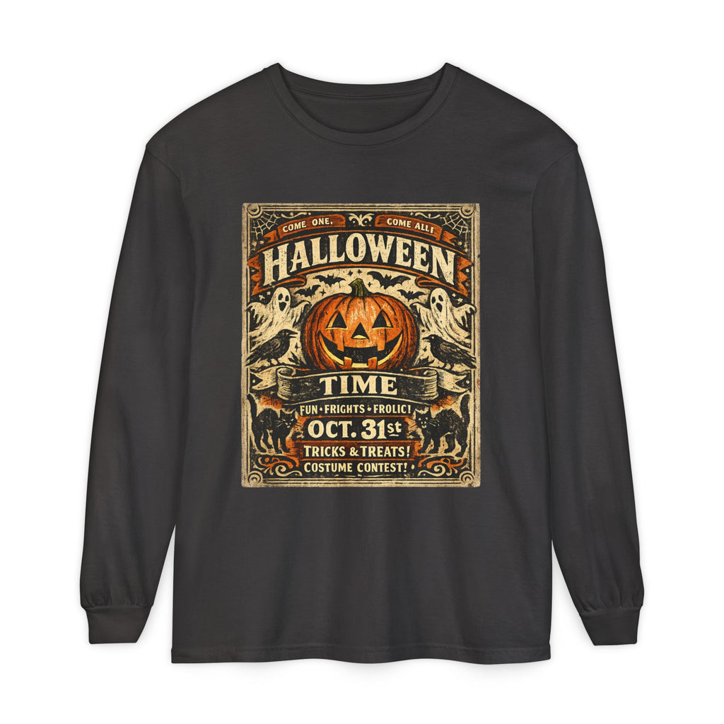 Halloween Time Vintage Jack-O'-Lantern & Ghosts Long Sleeve T-Shirt