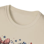 America 250 Years of Freedom Bow Shirt, Coquette Patriotic Trio Bow Tee 1776 2026, 4th of July Women's Vintage Bow T-Shirt, Gingham Stars Floral Patriotic Anniversary Gift