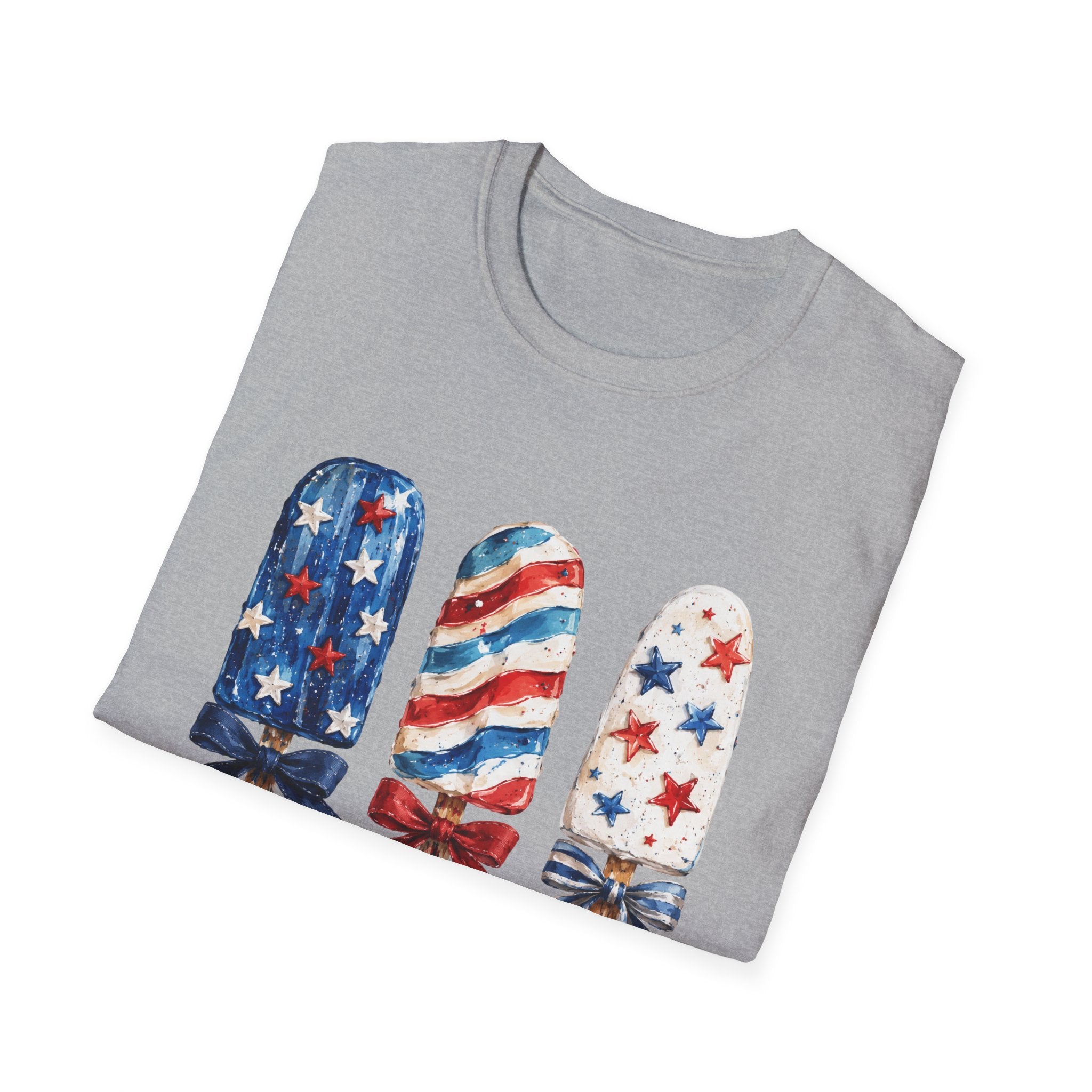 Patriotic Popsicle T-Shirt | Fourth Of July Watercolor Ice Pop Graphic Tee, Coquette Bow Summer Holiday Top