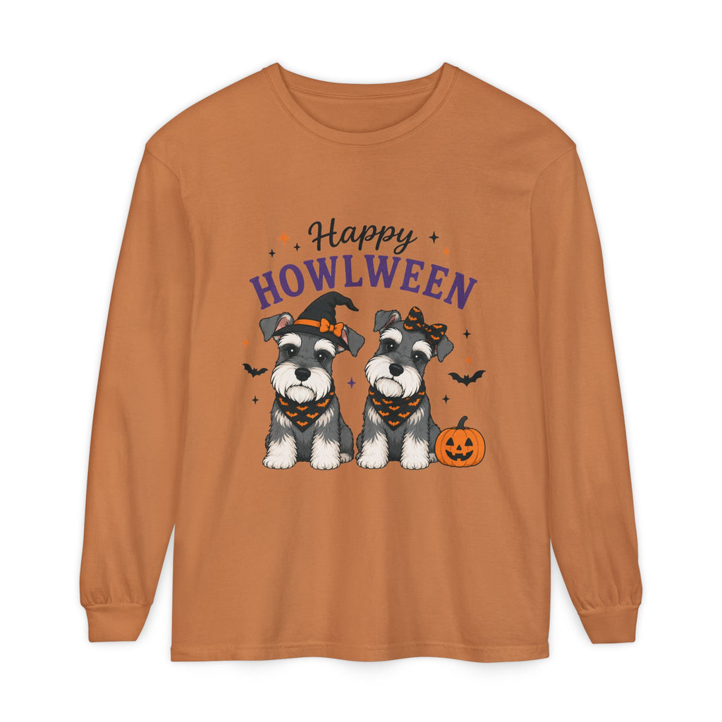 Happy Howlween Schnauzer Dogs in Costume Long Sleeve T-Shirt