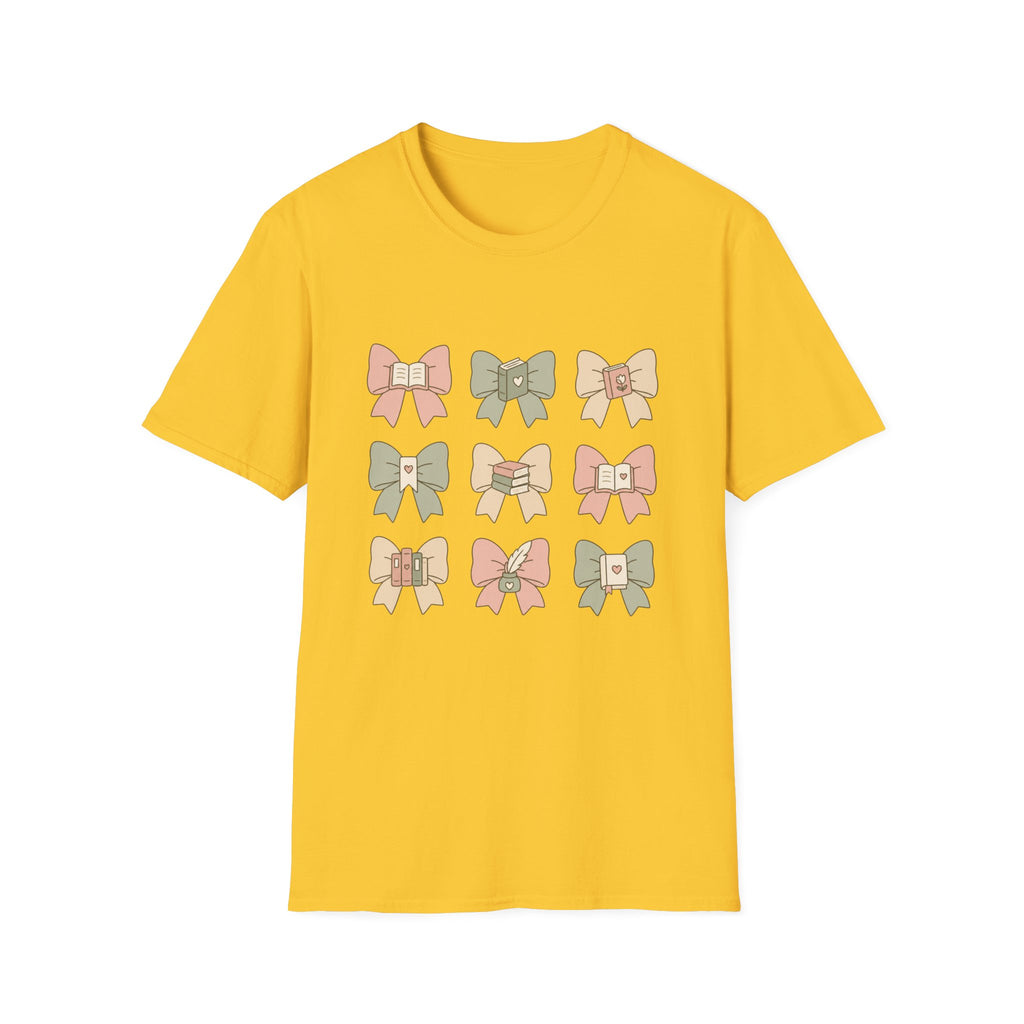 Reading Bows T‑Shirt — Pastel Book Lover Graphic Tee
