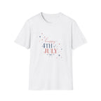 Happy 4th of July Sparkle Bow T-Shirt, Coquette Patriotic Sparkle Star Tee, Feminine Independence Day Shirt, Cute Mixed Typography 4th July