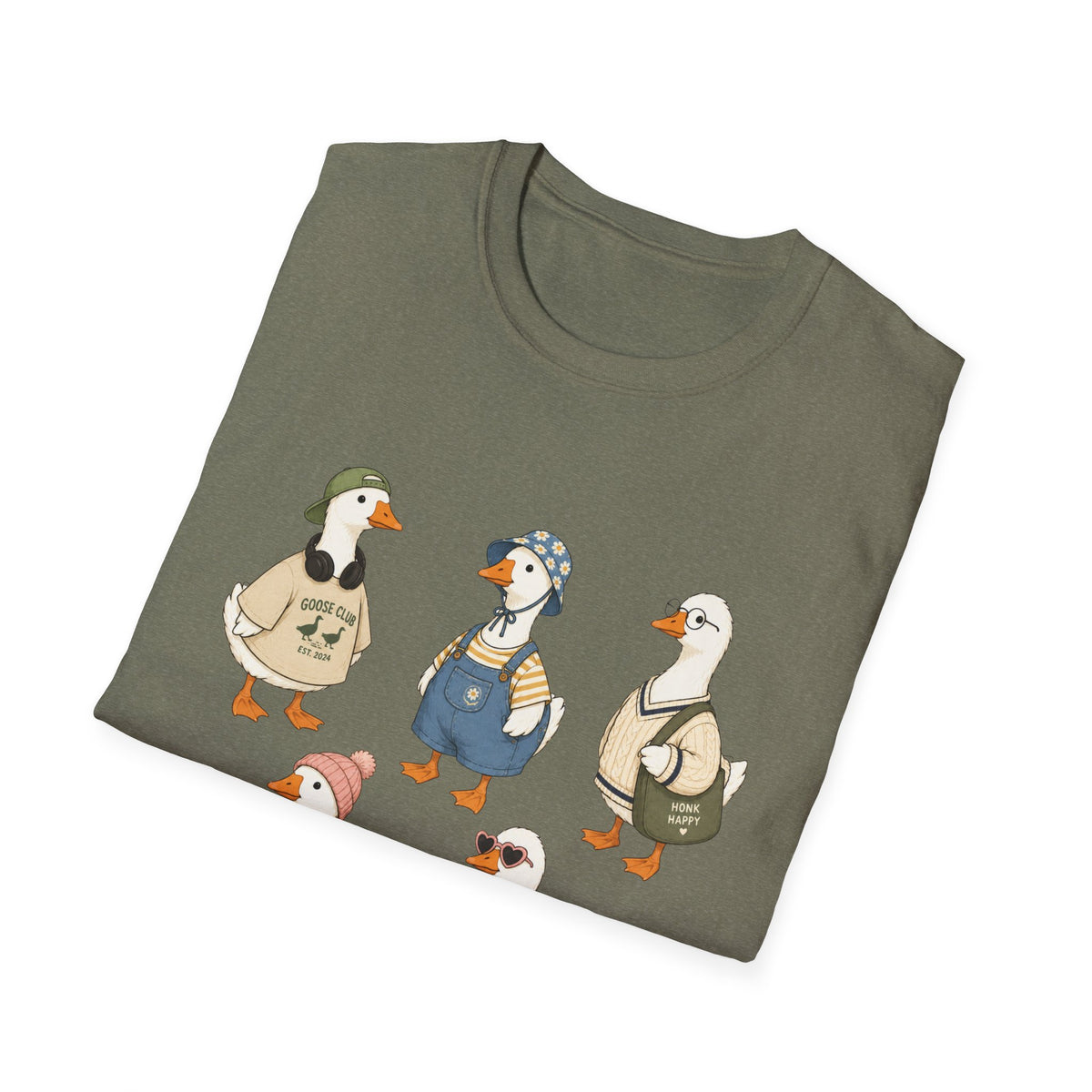 Cute Whimsical Vintage Goose Family T-Shirt