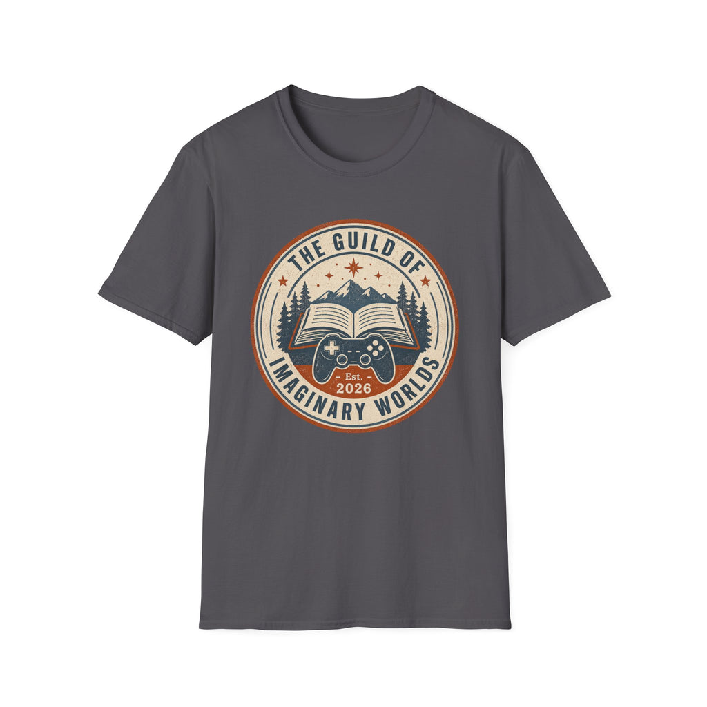 Guild of Imaginary Worlds T‑Shirt — Vintage Book & Adventure Logo