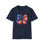 Watercolor American Flag Bow 4th of July Graphic Tee Stars Stripes - Patriotic Coquette T-Shirt
