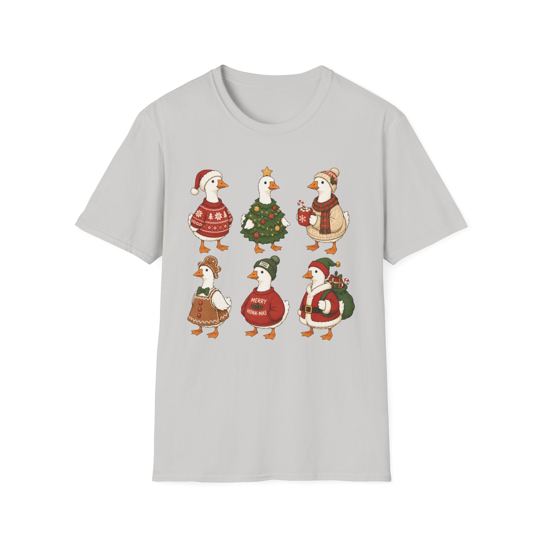 Christmas Geese T-Shirt — Cute Holiday Ducks in Sweaters & Tree Design