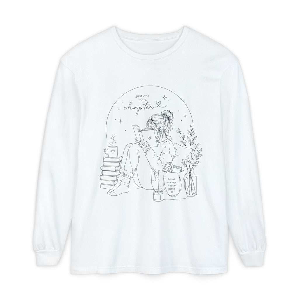 Reading Girl Long Sleeve Tee — "New Chapter" Cozy Booklover Shirt