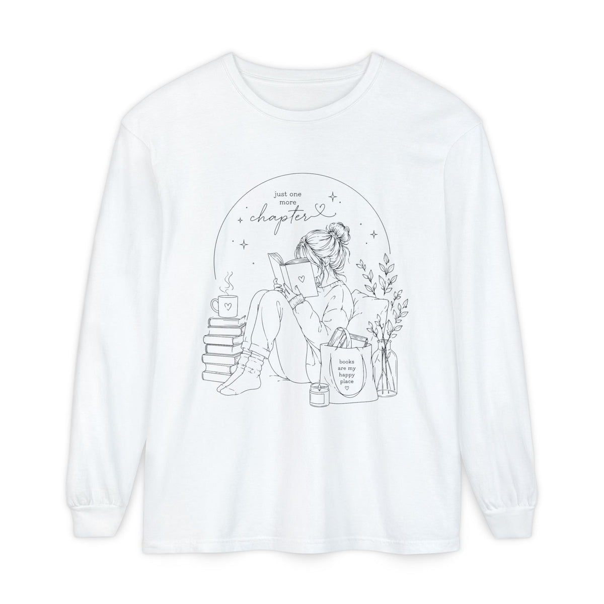 Reading Girl Long Sleeve Tee — "New Chapter" Cozy Booklover Shirt