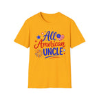 All American Uncle Tee, Patriotic USA Shirt, Red White Blue Fireworks Graphic Top, Fourth of July Celebration Outfit T-Shirt