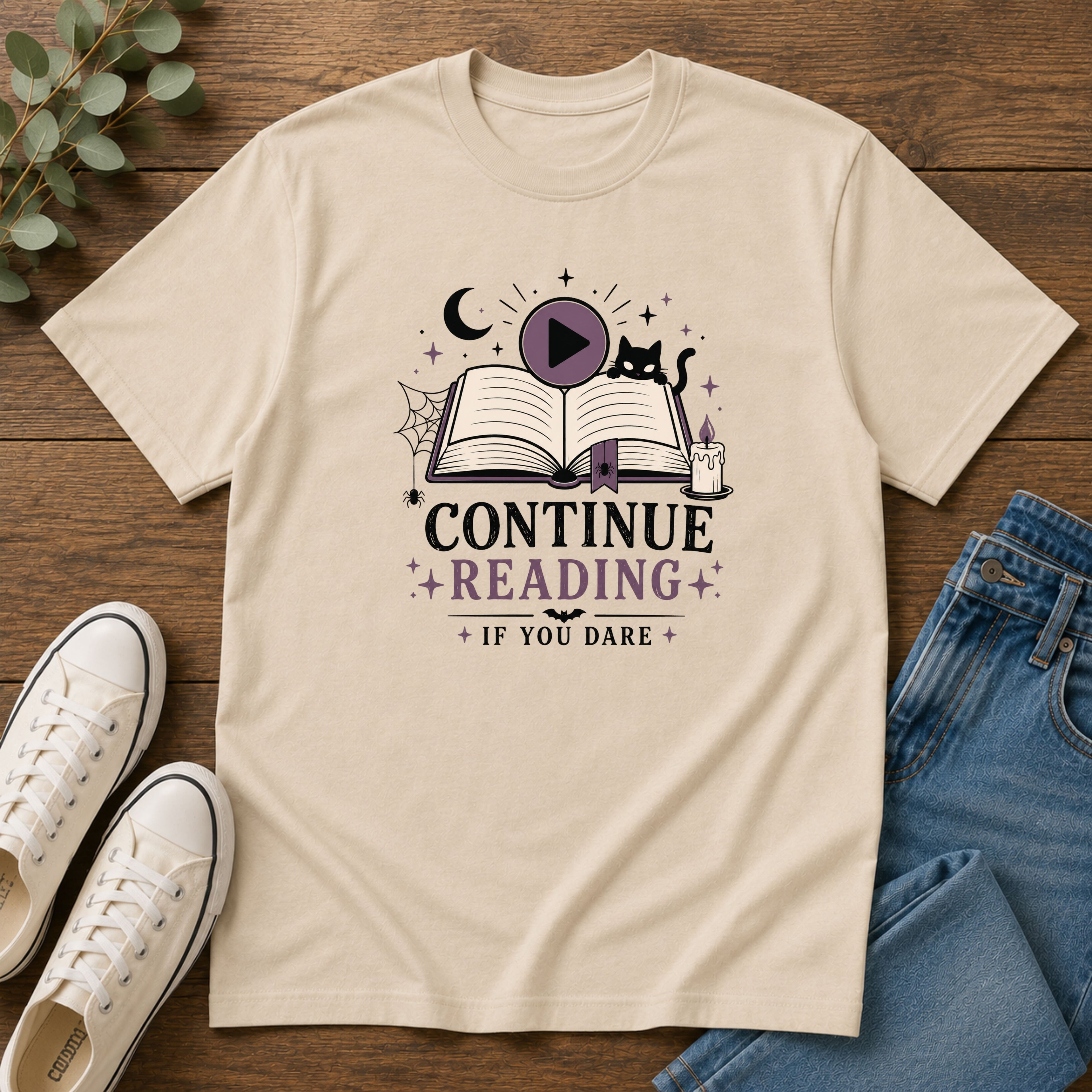 Continue Reading T-Shirt — 'Continue Reading If You Dare' Spooky Book Lover Tee