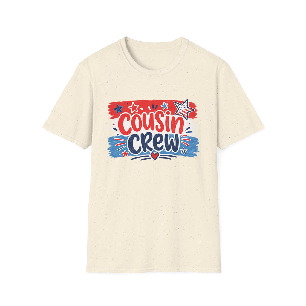 Patriotic Cousin Crew T-Shirt | Distressed American Flag Paint Stroke Graphic Tee, Fourth Of July Family Matching Top