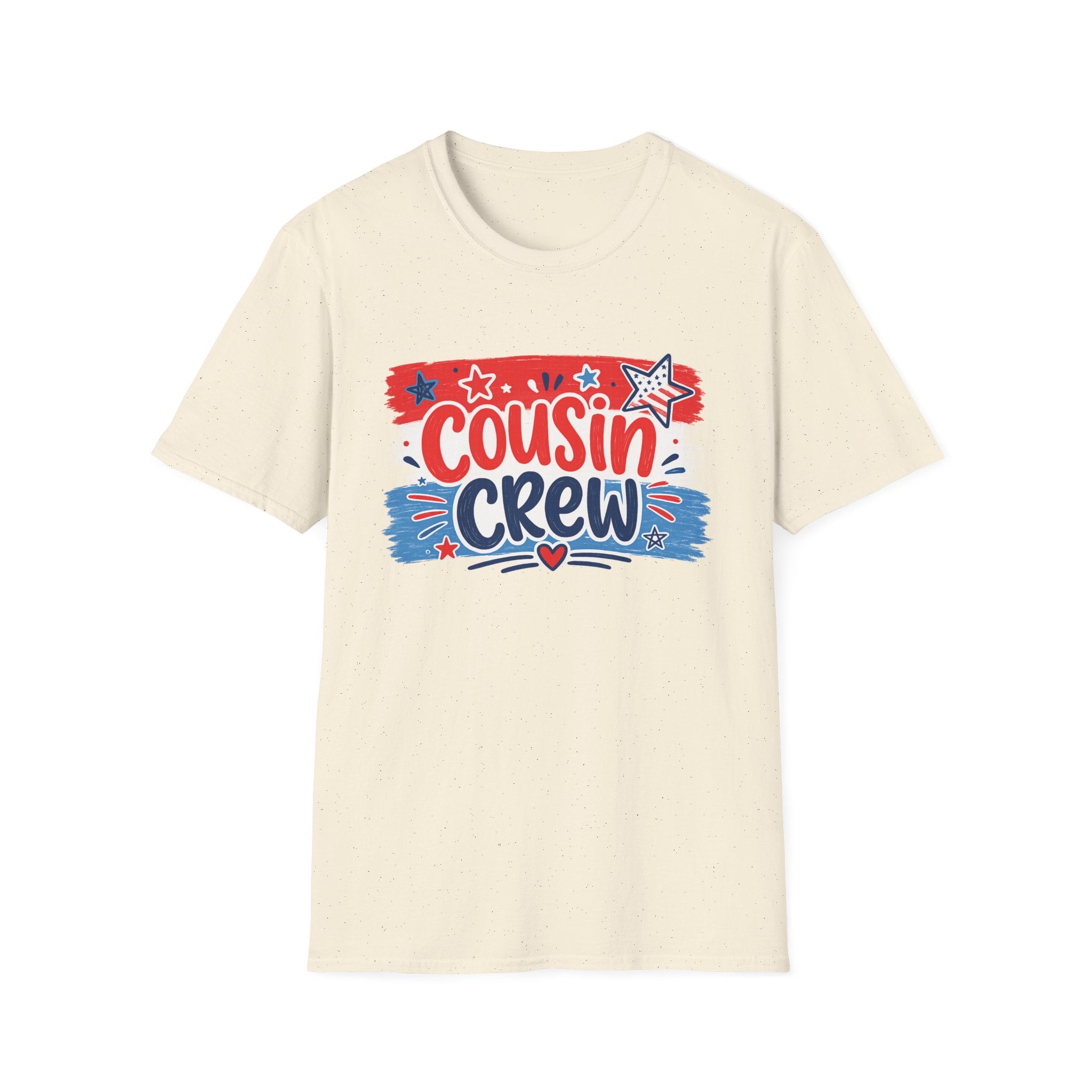 Patriotic Cousin Crew T-Shirt | Distressed American Flag Paint Stroke Graphic Tee, Fourth Of July Family Matching Top