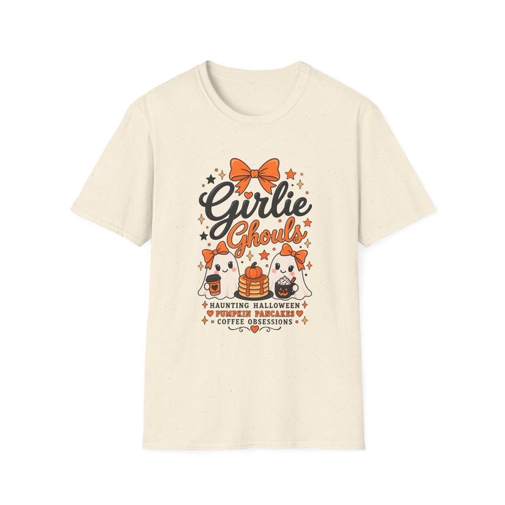 Girlie Ghouls Halloween T‑Shirt — Cute Orange Bow Spooky Graphic Tee