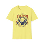 Let Freedom Ring T-Shirt | Patriotic American Bald Eagle Graphic Tee, Fourth Of July Retro Fireworks Top