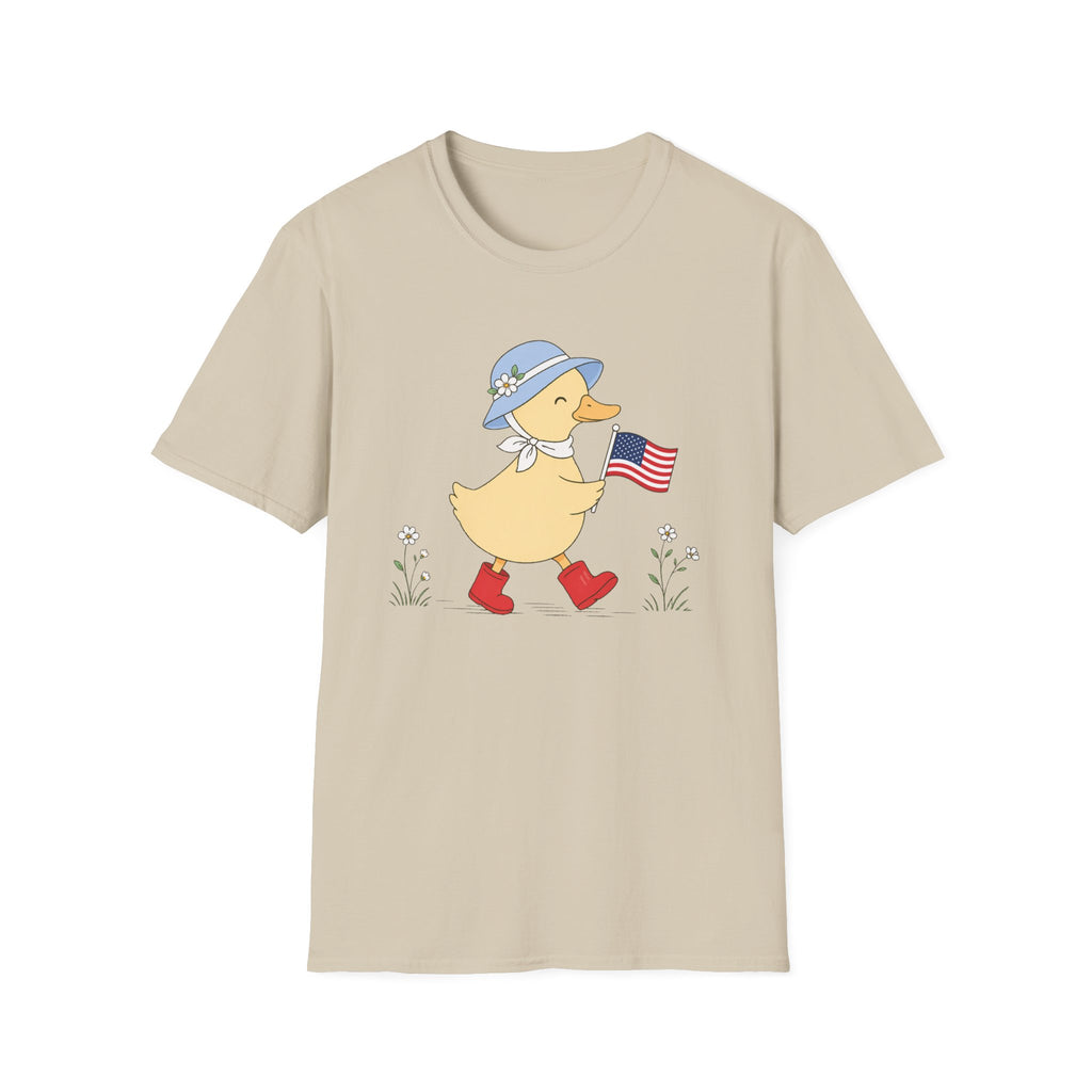 Patriotic Duck T-Shirt, Cute 4th of July Duck Tee, Funny American Flag Duck Shirt, Fourth of July Women Girls Shirt, Cottagecore Patriotic Tee, USA Duck Gift