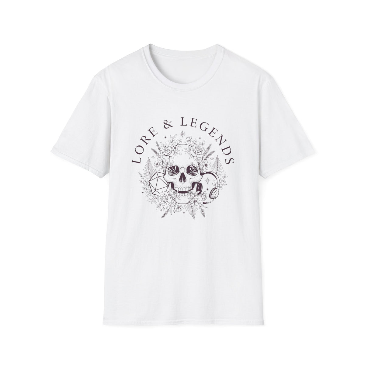 Lore & Legends Skull Floral T‑Shirt — Gothic Botanical Graphic Tee