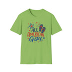 Patriotic All American Girl Graphic Tee - 4th of July Flip Flops Summer T-Shirt