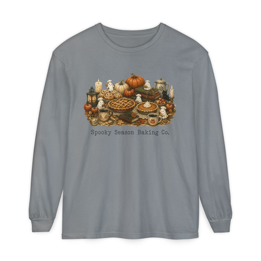 Spooky Season Autumn Baking Crew Cozy Fall Long Sleeve T-Shirt