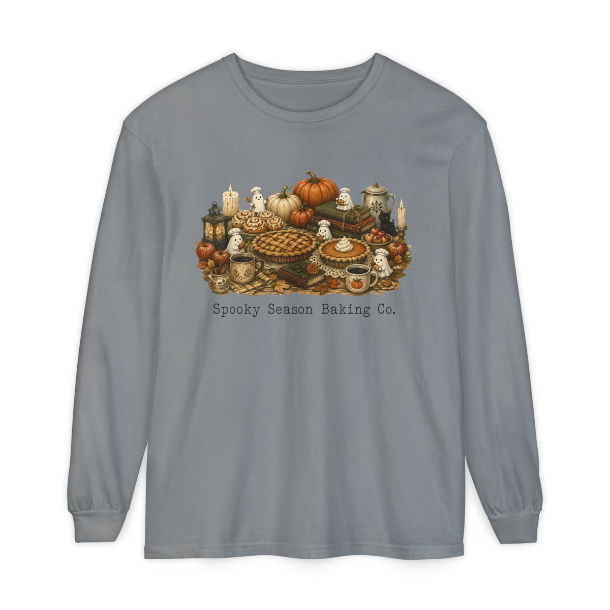 Spooky Season Autumn Baking Crew Cozy Fall Long Sleeve T-Shirt